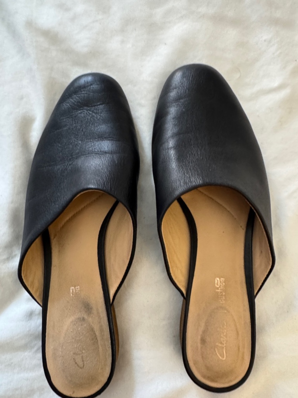 Clarks Black Leather Slip-On Flats